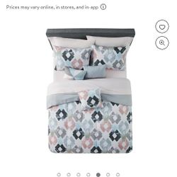Pink & Teal Diamond 10-Piece Bed in a Bag (size full)