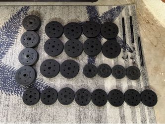 125+LBs Weight Plate Bundle & Dumbbell Handles