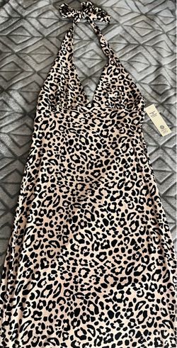 Leopard Print Halter Maxi Dress