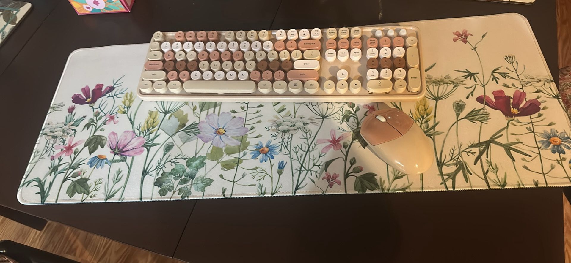 Set tastiera e mouse wireless 2.4G full-size, tasti rotondi multicolore in stile macchina da scrivere, graziosi colori pastello, compatibile con noteb