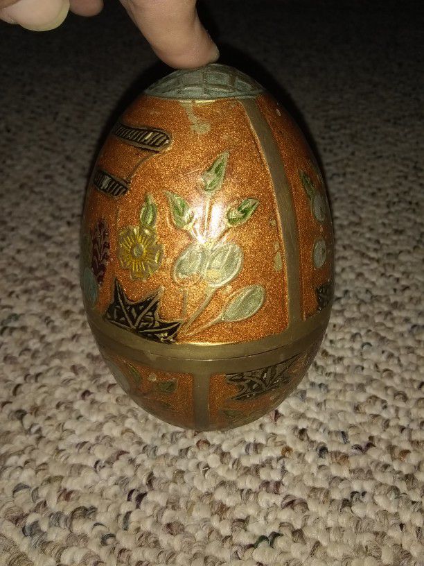 Antique Indian trinket egg. Brass