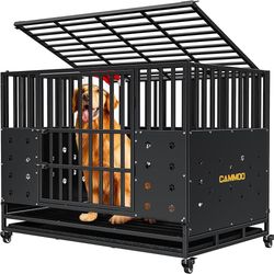 48'' Heavy Duty Dog Crate for Large Dogs, – Upgraded Chew-Proof Panels, Comfort-Widened Floor Panel, Dog Kennel Indoor, Adjustable Internal Height, Ea