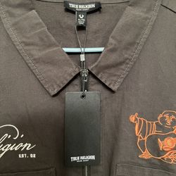 True Religion Double Pocket Zip Camp Shirt 