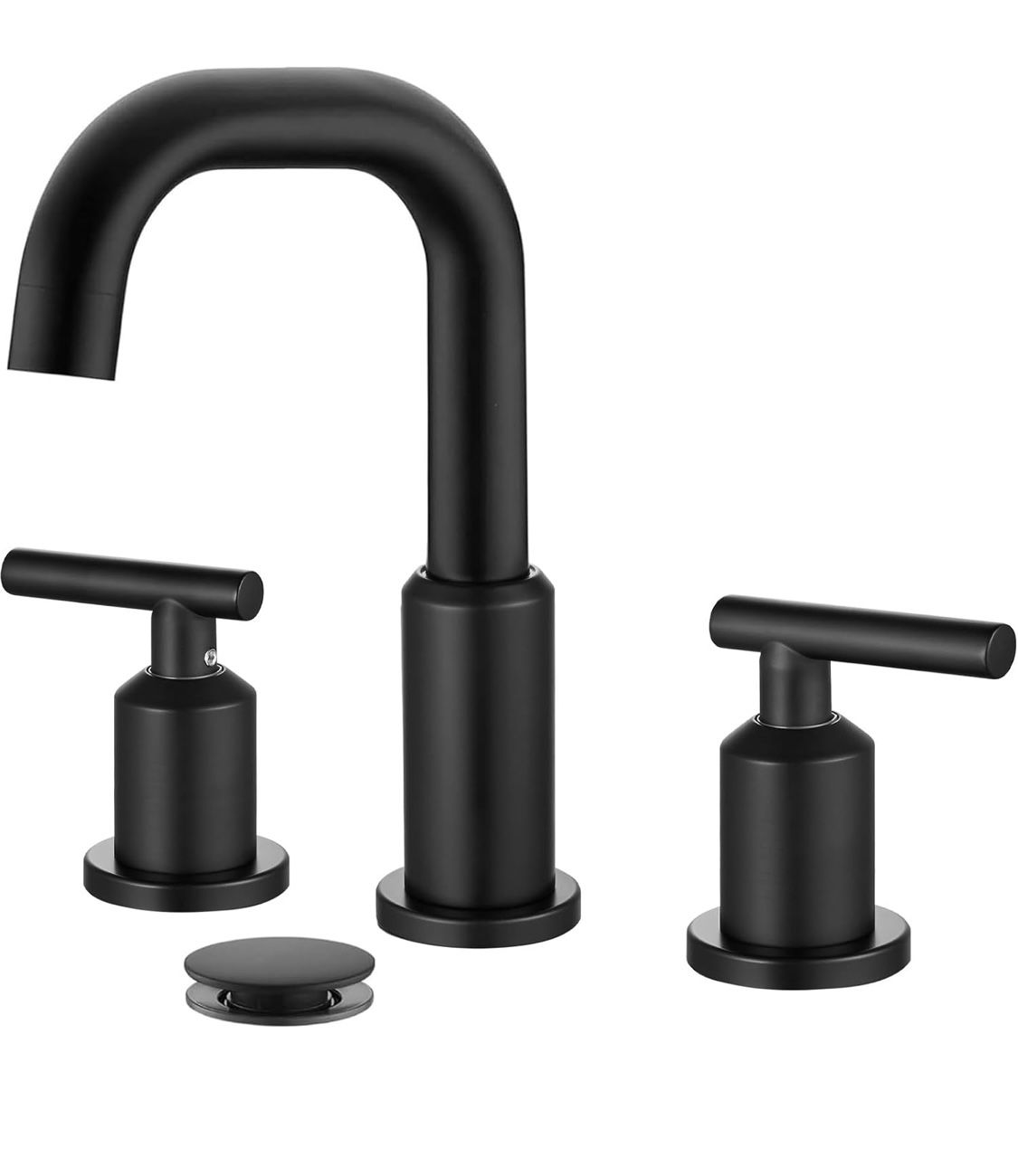 gotonovo 8 Inch Widespread Bathroom Sink Faucet 3 Hole 2 Handles Lavatory Basin with Pop Up Drain with Hot and Cold Mixer Valves Vintage Matte Black
