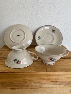 Vintage Fleetwood Fine China Tea Cups and Saucers Set of 4 | Elegant Porcelain Teacups | Excellent Condition - No Chips or Cracks!