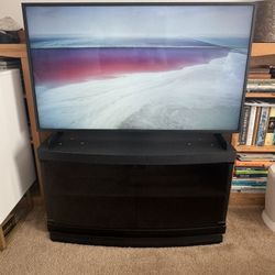 Black TV Entertainment Center With Magnetic Glass Doors