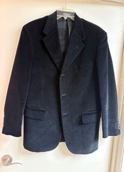 Vtg Black Corduroy Blazer Jacket Three Button Sport Coat Dark Academia 90s y2k M
