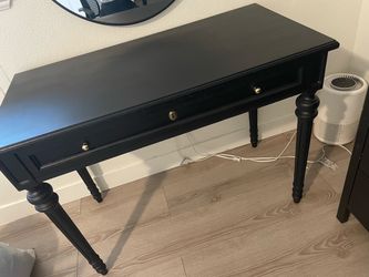 Black Wood Vanity Table with Drawer