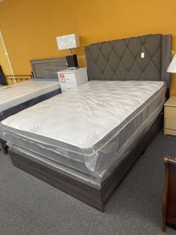 Queen Size Bed Frame - Dark Gray