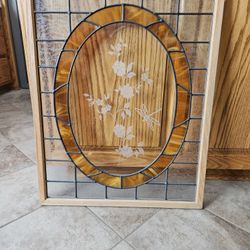 Stained and etched glass hanging