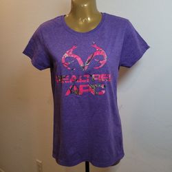 REALTREE APC Women's T-Shirt Purple Short Sleeved Tee Shirt Size Small