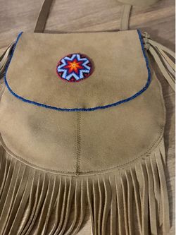 Boho Suede Fringe Crossbody Bag with Beaded Detail