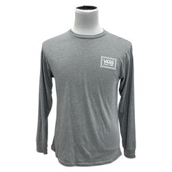 Vans Men's Grey Tee T-Shirt Skate Skater Skateboard Long Sleeve Checkered Size M