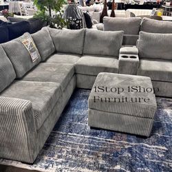 4-Pc Wide Welt Corduroy With Ottoman 