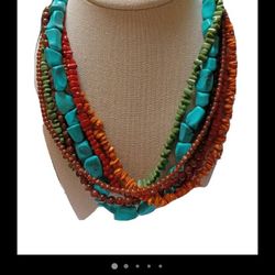 6 Strand Beaded Necklace 