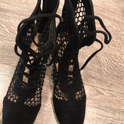 Black Designer Fishnet Boots 