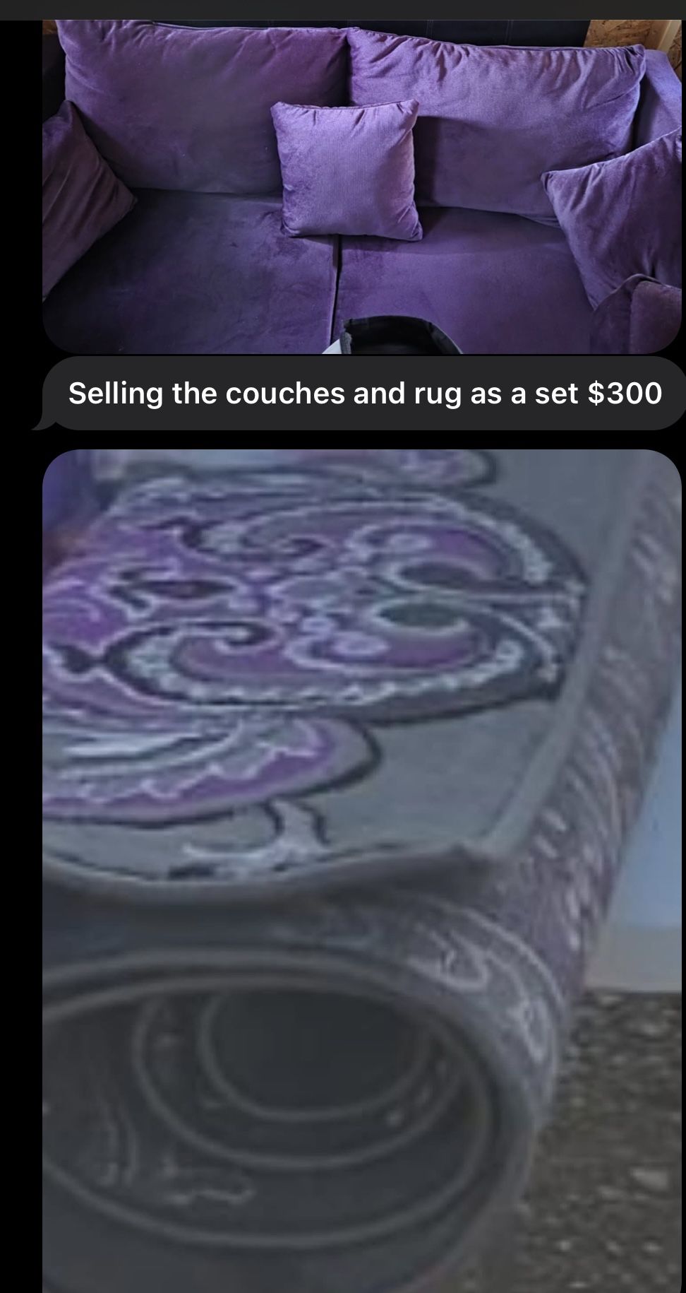 Sofa, Love Seat And Area Rug For 275-negotiable