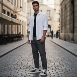 Cariuma Vallely White Leather Black Accents Sneakers Unisex W 10.5/ M 9 NEW