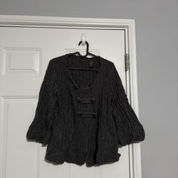 Heather B Gray Button-Up Short Sleeve Cardigan