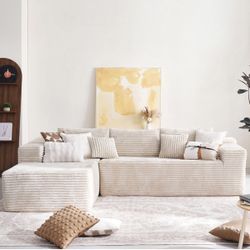 Cloud Sectional Couch – 104” Velvet Sofa with Chaise (Like New!)