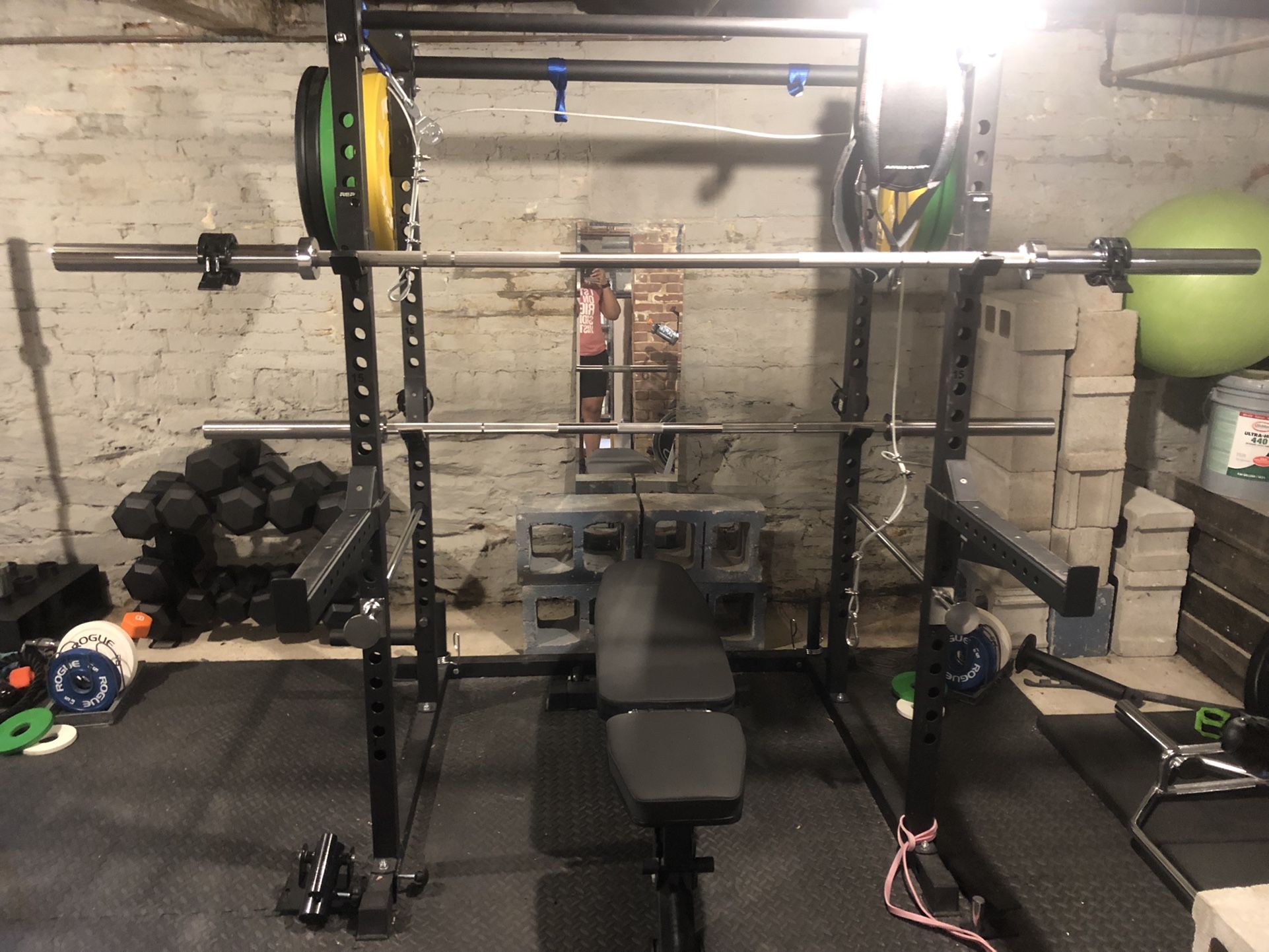Rep PR 1050 Rack, extra spotter arms, 2 Pair Of J Cups, 2 Sets Of Weight Horns 