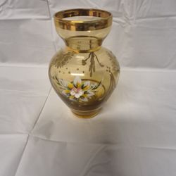 Murano Amber 5" Hand Painted Vase