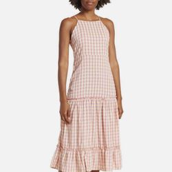 Brand new woman’s Nanette Lepore brand Pink and Yellow Plaid Maxi Dress Up For Sale 