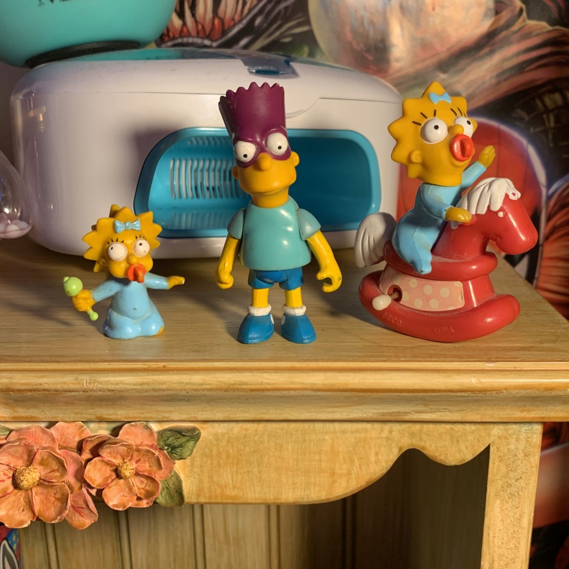 RARE The Simpsons 1990 Vintage Mini Figures. Bart and Maggie Simpson