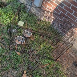 Large Dog Cage 2 Metal Bowls Dog Bed And Harness