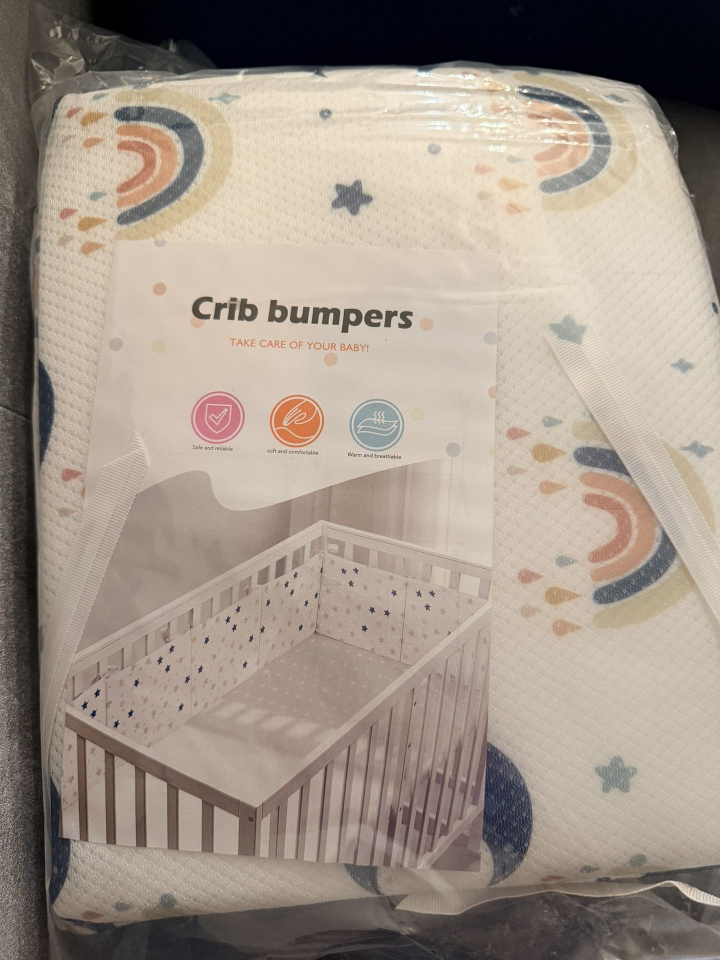 2 Packs Crib Bumper New Baby Safe Breathable Soft