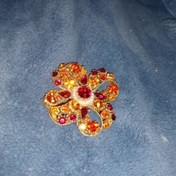 Fall Red Orange Brooch