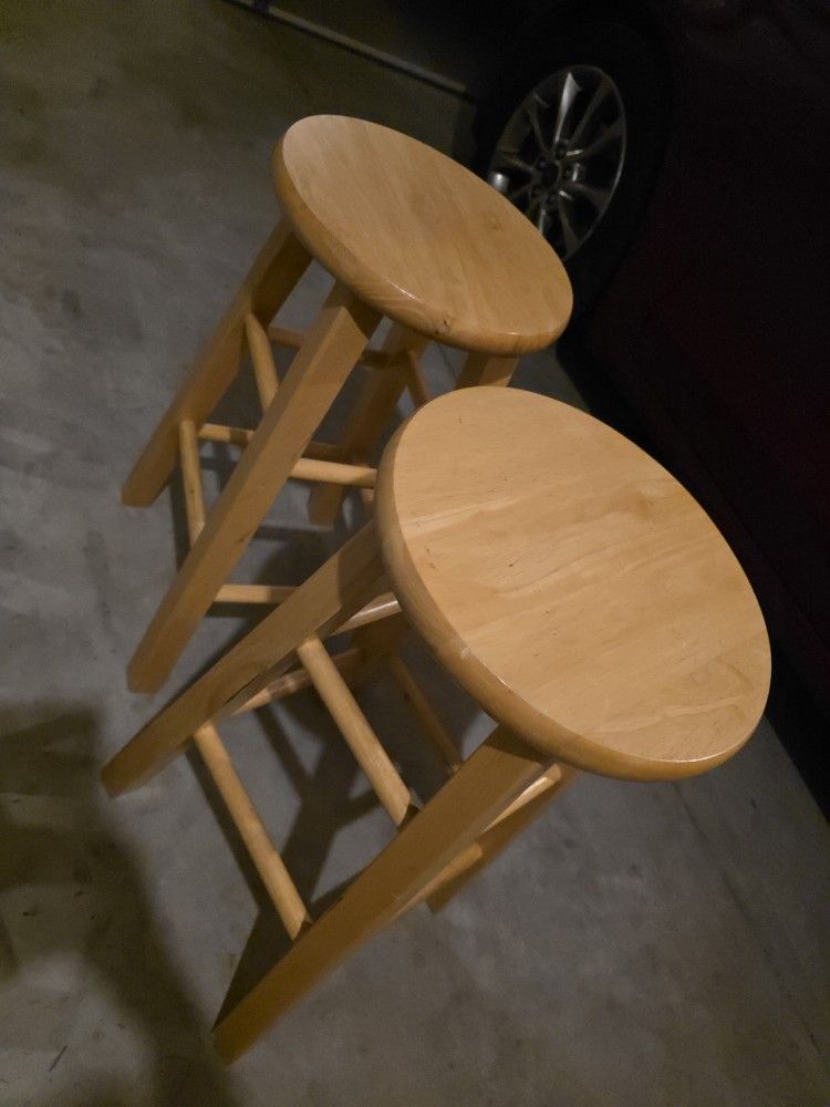 Two Wooden Bar Stools