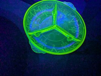 Uranium Glass Relish Or Candy Dish