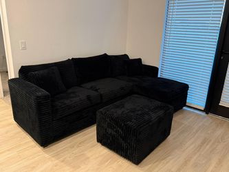 Brand new black corduroy sectionals. (Happy costumers)