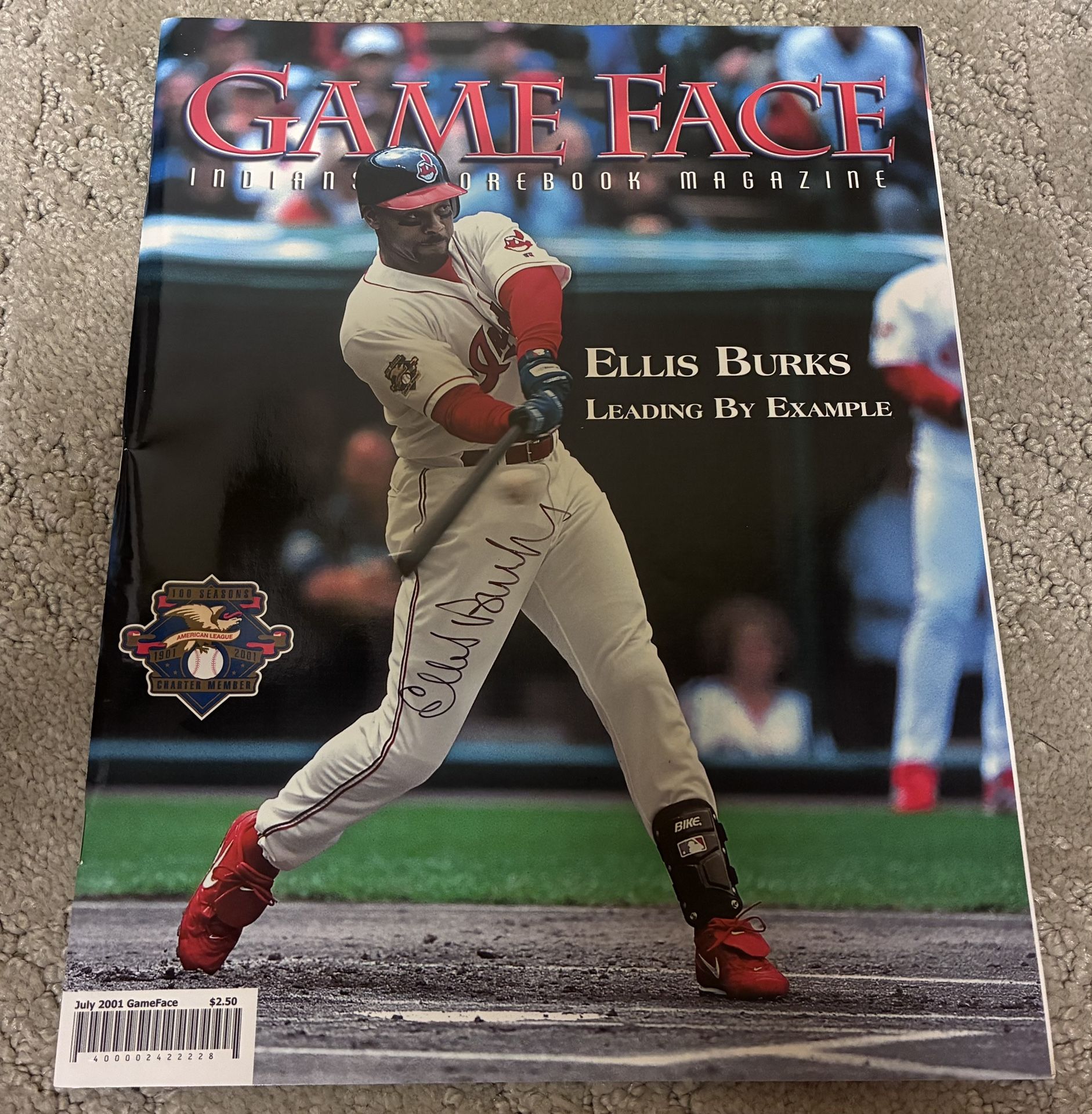 Ellis Burks Cleveland Indians Autographed Game Face Magazine 