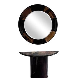 1980 Postmodern Console Entry Table & Mirror Miami 
