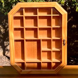 Wooden Knick-Knack Display Case with Glass Door