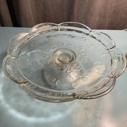 VINTAGE ANCHOR HOCKING PEDESTAL CAKE PLATE 