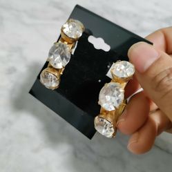 Vintage Crystal Hoop Earrings 