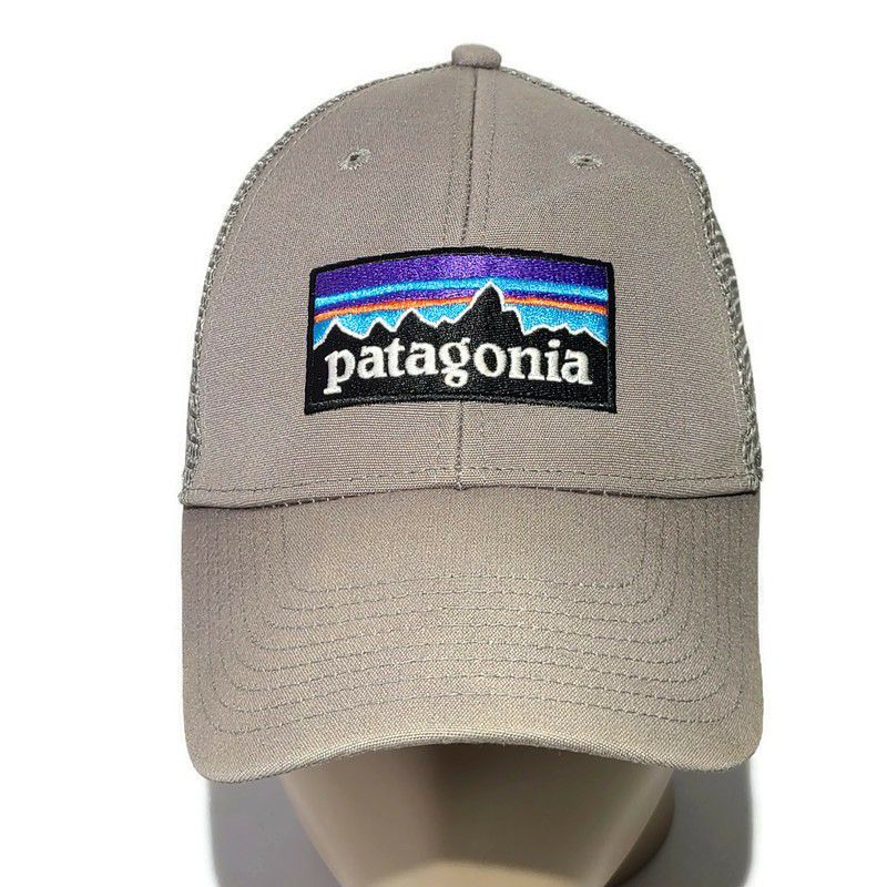 Patagonia Logo Spellout Trucker Cap Mesh Snapback Adjustable Hat Beige Tan