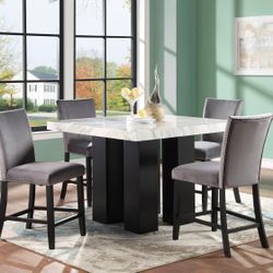 5PC Faux Marble Top Table Set
