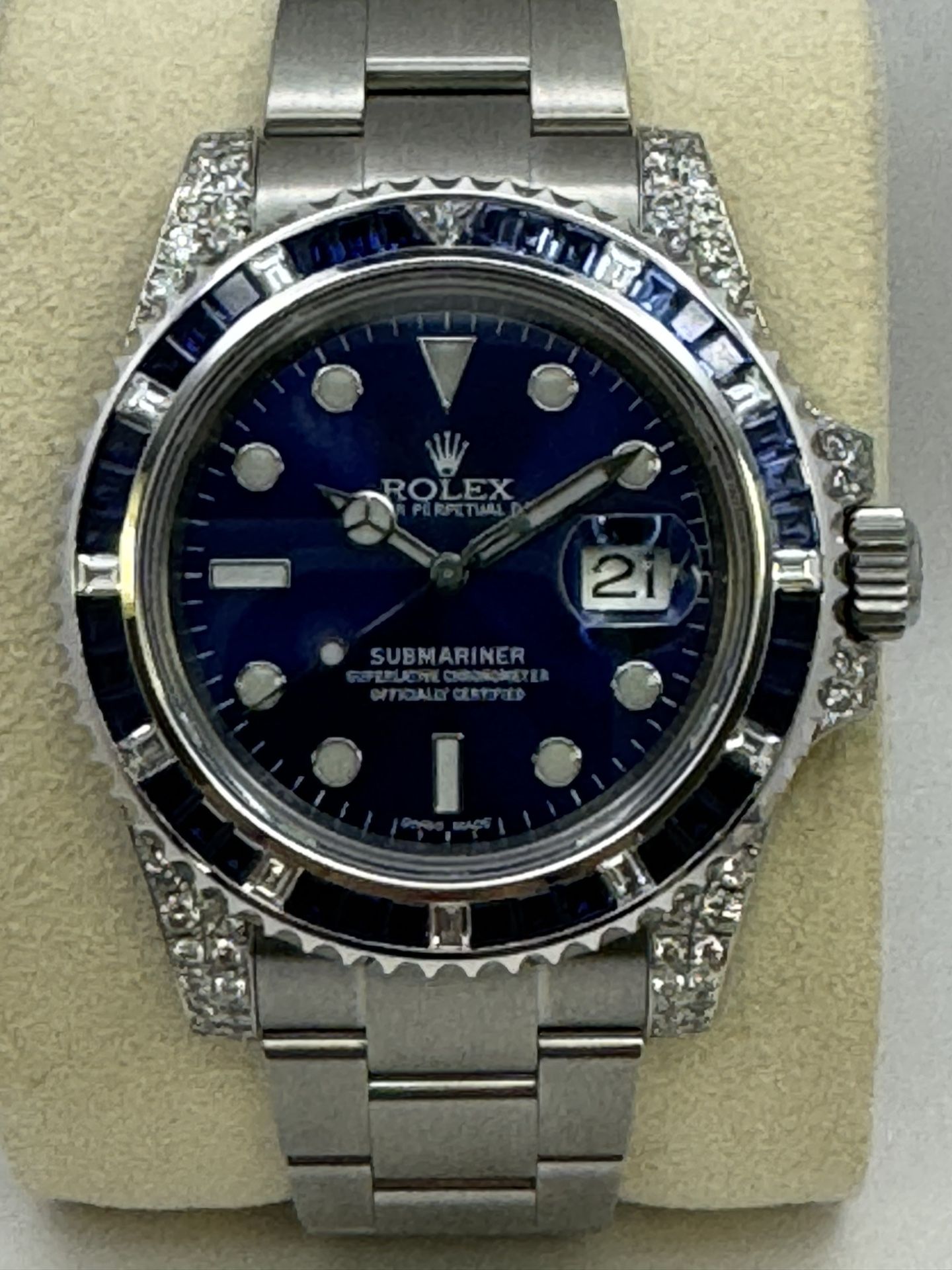 Rolex 116110 Submariner Diamond and Sapphire Circa 2000, Absolutely Stunning