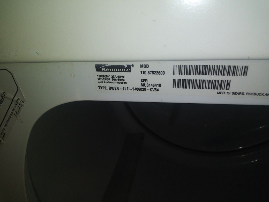 Kenmore 600 Series Dryer Appliances