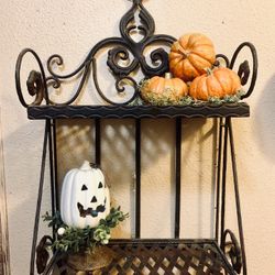 Vintage Folding Wrought iron Wall Shelf