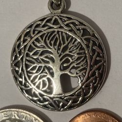 Vintage Sterling Silver Pendant Tree Of Life