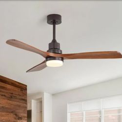 Sofucor
52 in. Indoor/Outdoor Brown Standard Downrod Ceiling Fan with Integrated LED Light, Reversible DC Motor Remote Control