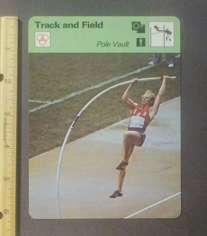 1979 Sportscaster Dave Roberts 1976 Pole Vault Track And Field Olympics Large Over-sized Card Collectible Vintage Italy