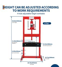 6-Ton Hydraulic Shop Press H-Frame