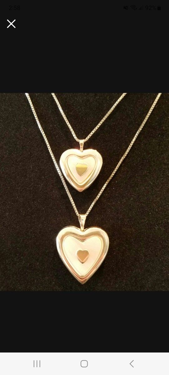 Mother Of Pearl Matching Heart Lockets