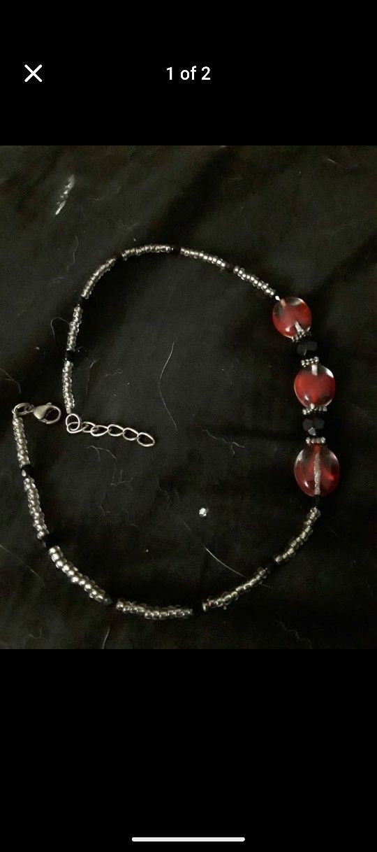 2 Red Choker Necklaces